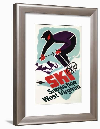 Snowshoe, West Virginia - Vintage Skier-Lantern Press-Framed Art Print