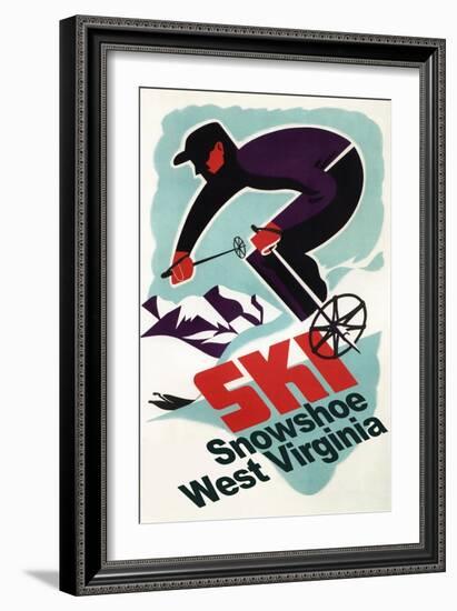 Snowshoe, West Virginia - Vintage Skier-Lantern Press-Framed Art Print