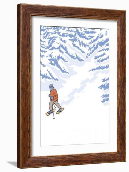 Snowshoer Stylized-Lantern Press-Framed Art Print