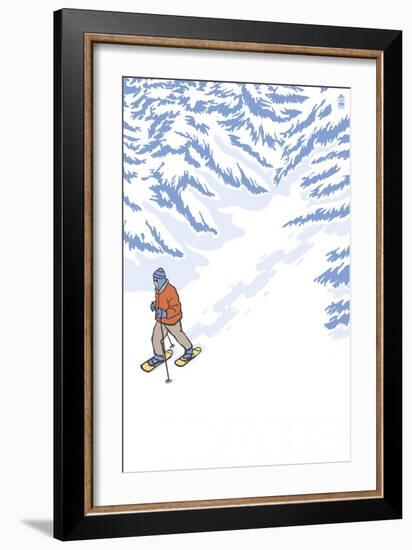 Snowshoer Stylized-Lantern Press-Framed Art Print