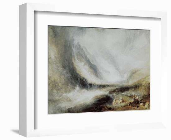 Snowstorm and Avalanche in Val D'Aosta-J. M. W. Turner-Framed Art Print