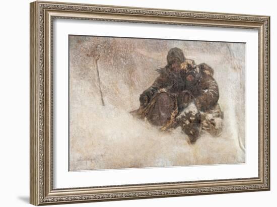 Snowstorm, Children-Nikolai Petrovich Bogdanov-Belsky-Framed Giclee Print