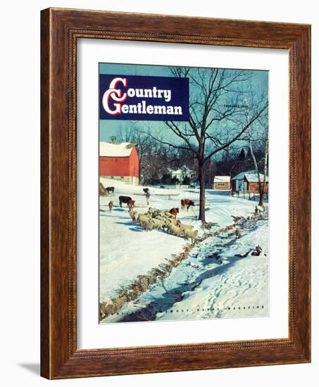 "Snowy Barnyard," Country Gentleman Cover, February 1, 1948-J.c. Allen-Framed Giclee Print