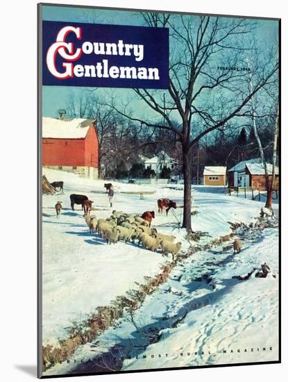 "Snowy Barnyard," Country Gentleman Cover, February 1, 1948-J.c. Allen-Mounted Giclee Print