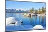 Snowy Covered Lake Tahoe Shore-null-Mounted Art Print