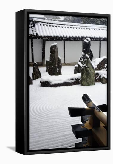 Snowy day in Tofuku-ji Temple rock garden, Kyoto, Japan, Asia-Damien Douxchamps-Framed Premier Image Canvas