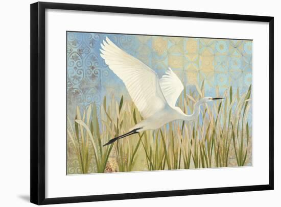 Snowy Egret in Flight v2-Kathrine Lovell-Framed Art Print