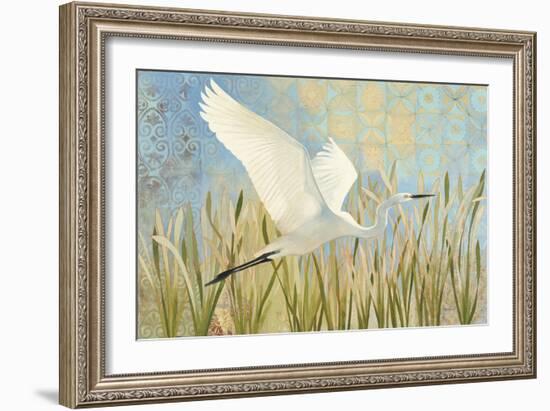 Snowy Egret in Flight v2-Kathrine Lovell-Framed Art Print