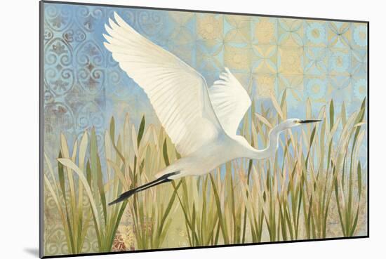 Snowy Egret in Flight v2-Kathrine Lovell-Mounted Art Print