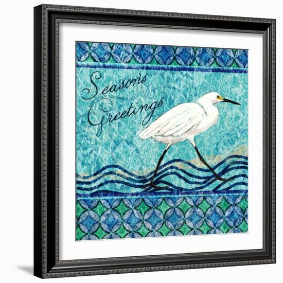 Snowy Egret Season's Greeting I-Nicholas Biscardi-Framed Art Print