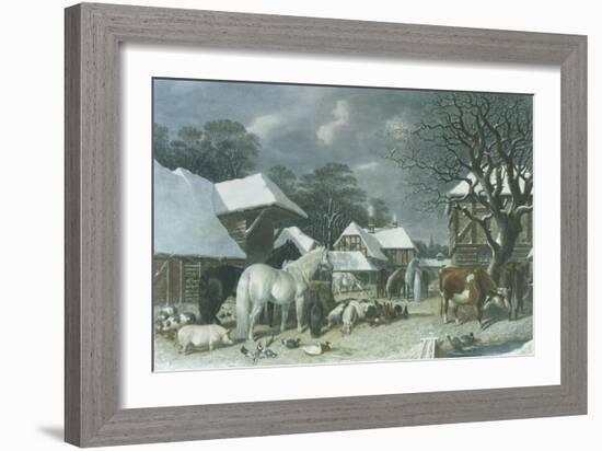 Snowy Farmyard-John Frederick Herring I-Framed Giclee Print