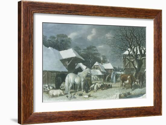 Snowy Farmyard-John Frederick Herring I-Framed Giclee Print