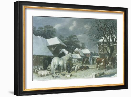 Snowy Farmyard-John Frederick Herring I-Framed Giclee Print