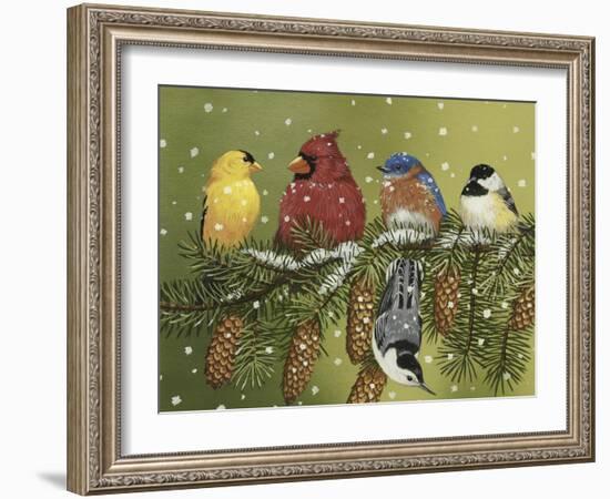 Snowy Feathered Friends-William Vanderdasson-Framed Giclee Print