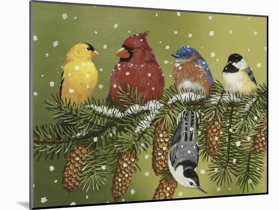 Snowy Feathered Friends-William Vanderdasson-Mounted Giclee Print