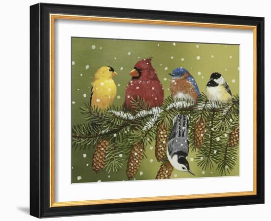 Snowy Feathered Friends-William Vanderdasson-Framed Giclee Print