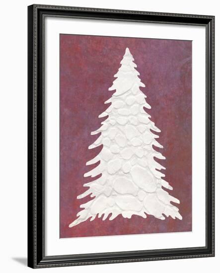 Snowy Fir Tree on pink-Cora Niele-Framed Giclee Print