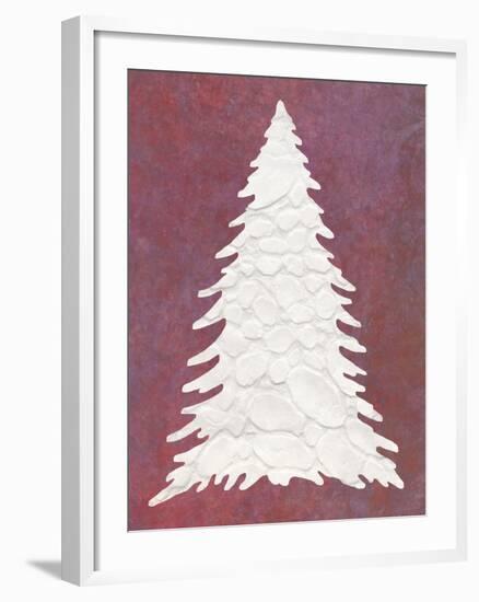 Snowy Fir Tree on pink-Cora Niele-Framed Giclee Print