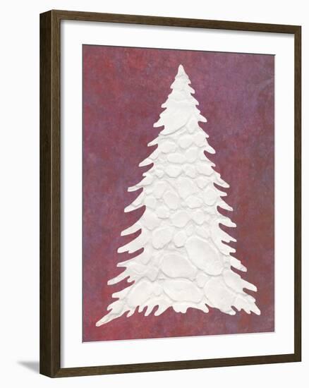 Snowy Fir Tree on pink-Cora Niele-Framed Giclee Print