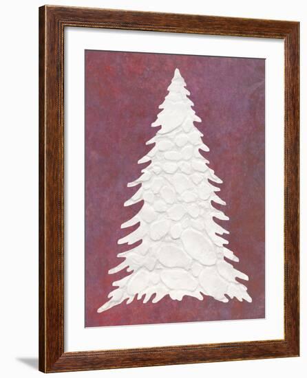 Snowy Fir Tree on pink-Cora Niele-Framed Giclee Print