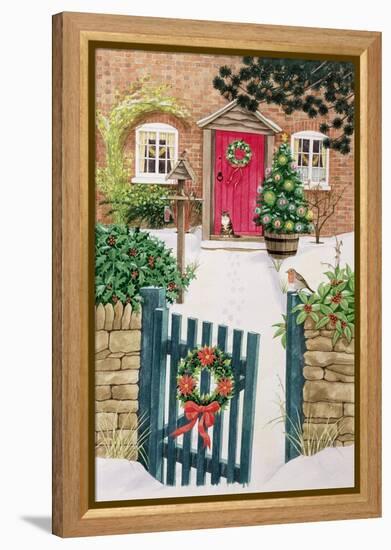 Snowy Front Garden-Linda Benton-Framed Premier Image Canvas