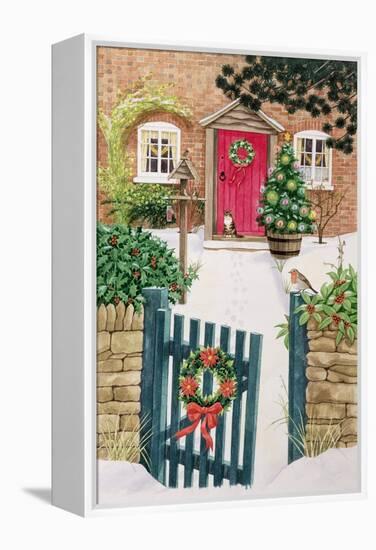 Snowy Front Garden-Linda Benton-Framed Premier Image Canvas