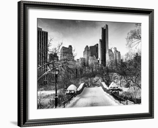 Snowy Gapstow Bridge of Central Park, Manhattan in New York City-Philippe Hugonnard-Framed Photographic Print