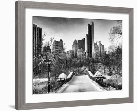 Snowy Gapstow Bridge of Central Park, Manhattan in New York City-Philippe Hugonnard-Framed Photographic Print