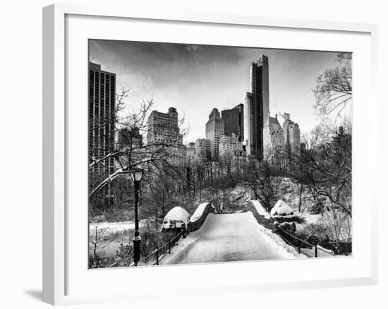 Snowy Gapstow Bridge of Central Park, Manhattan in New York City-Philippe Hugonnard-Framed Photographic Print