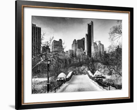 Snowy Gapstow Bridge of Central Park, Manhattan in New York City-Philippe Hugonnard-Framed Photographic Print