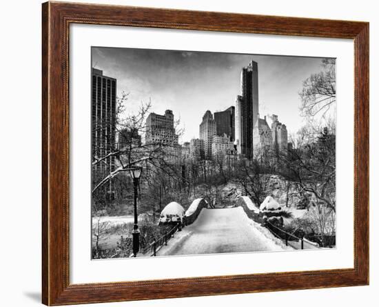 Snowy Gapstow Bridge of Central Park, Manhattan in New York City-Philippe Hugonnard-Framed Photographic Print