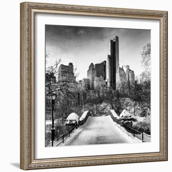 Snowy Gapstow Bridge of Central Park, Manhattan in New York City-Philippe Hugonnard-Framed Photographic Print