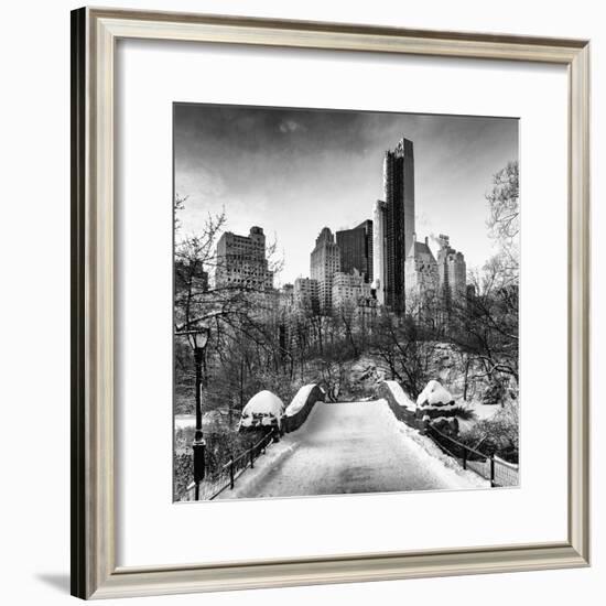 Snowy Gapstow Bridge of Central Park, Manhattan in New York City-Philippe Hugonnard-Framed Photographic Print