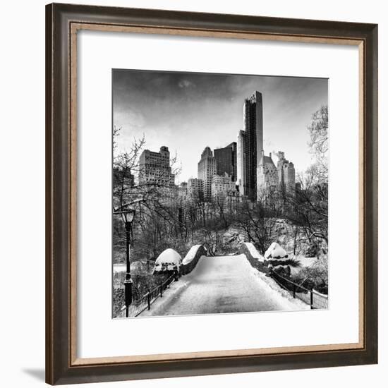 Snowy Gapstow Bridge of Central Park, Manhattan in New York City-Philippe Hugonnard-Framed Photographic Print