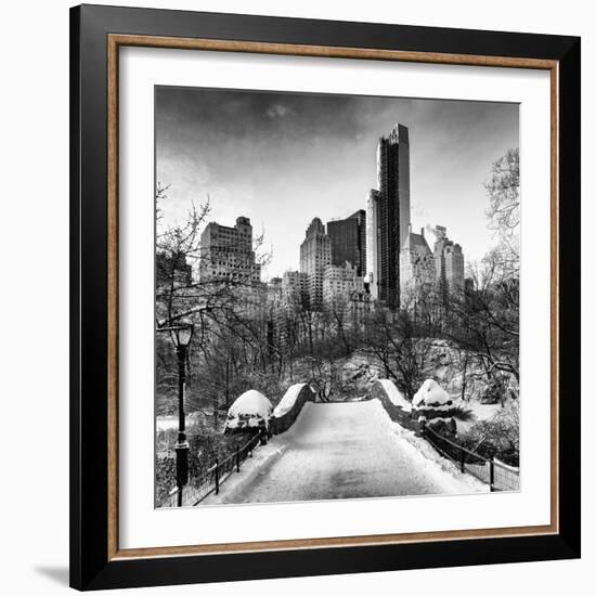 Snowy Gapstow Bridge of Central Park, Manhattan in New York City-Philippe Hugonnard-Framed Photographic Print