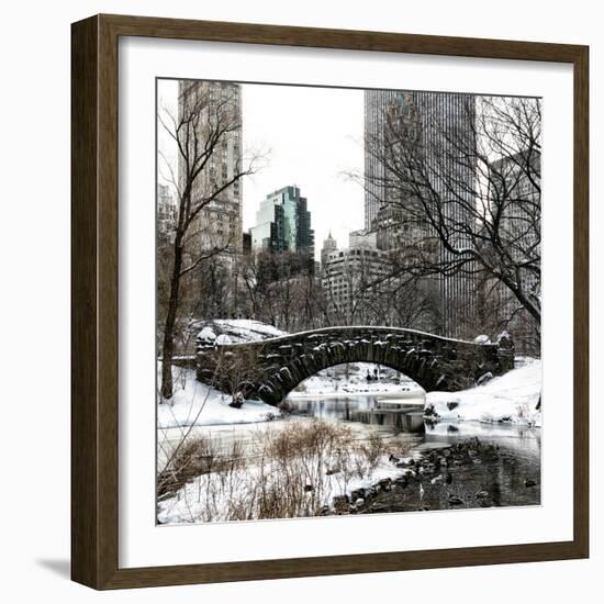 Snowy Gapstow Bridge of Central Park, Manhattan in New York City-Philippe Hugonnard-Framed Photographic Print