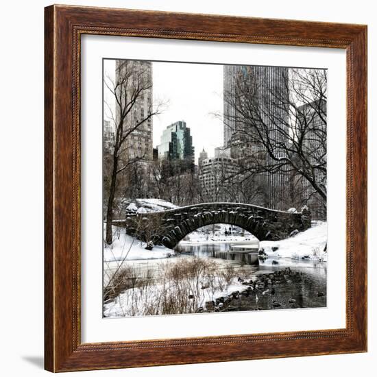 Snowy Gapstow Bridge of Central Park, Manhattan in New York City-Philippe Hugonnard-Framed Photographic Print