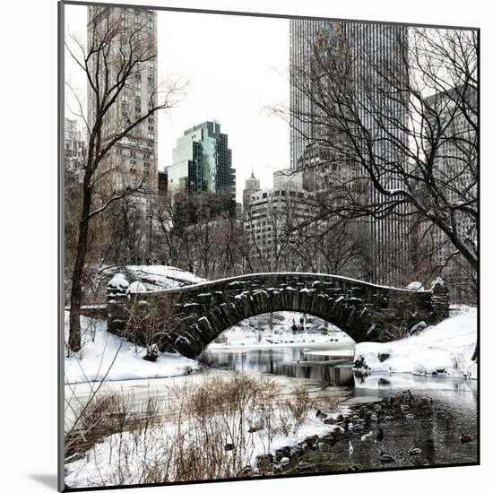 Snowy Gapstow Bridge of Central Park, Manhattan in New York City-Philippe Hugonnard-Mounted Photographic Print