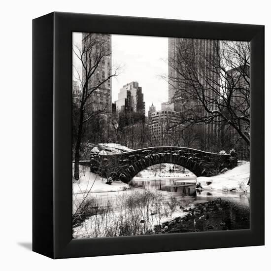 Snowy Gapstow Bridge of Central Park, Manhattan in New York City-Philippe Hugonnard-Framed Premier Image Canvas