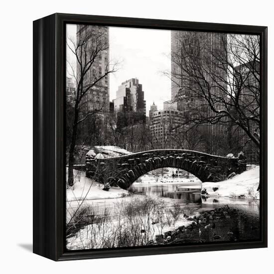 Snowy Gapstow Bridge of Central Park, Manhattan in New York City-Philippe Hugonnard-Framed Premier Image Canvas