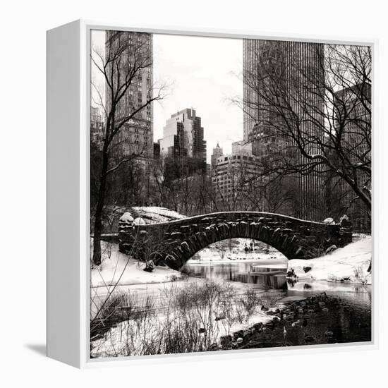 Snowy Gapstow Bridge of Central Park, Manhattan in New York City-Philippe Hugonnard-Framed Premier Image Canvas