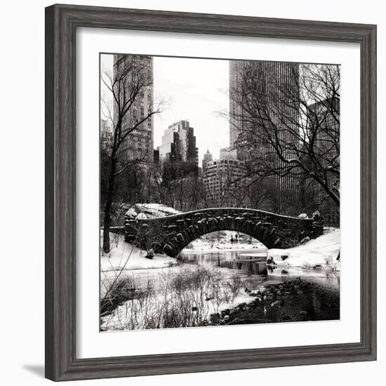 Snowy Gapstow Bridge of Central Park, Manhattan in New York City-Philippe Hugonnard-Framed Photographic Print