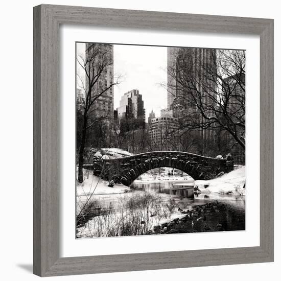 Snowy Gapstow Bridge of Central Park, Manhattan in New York City-Philippe Hugonnard-Framed Photographic Print