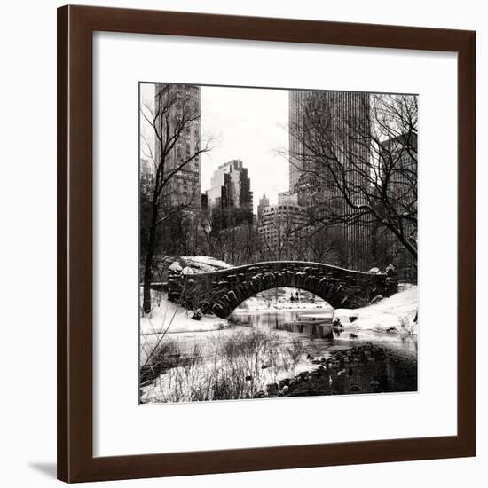 Snowy Gapstow Bridge of Central Park, Manhattan in New York City-Philippe Hugonnard-Framed Photographic Print