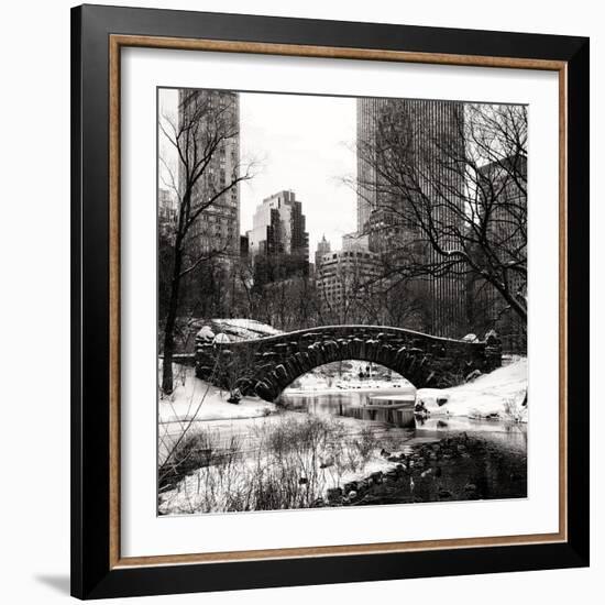 Snowy Gapstow Bridge of Central Park, Manhattan in New York City-Philippe Hugonnard-Framed Photographic Print