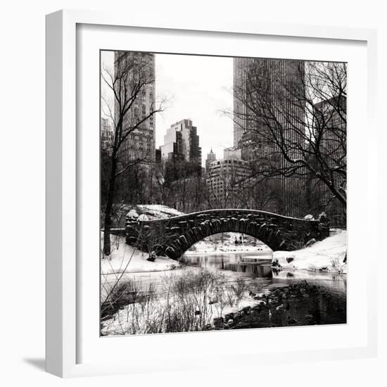 Snowy Gapstow Bridge of Central Park, Manhattan in New York City-Philippe Hugonnard-Framed Photographic Print