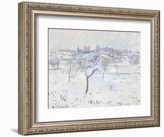 Snowy Landscape at Eragny with an Apple Tree, 1895-Camille Pissarro-Framed Giclee Print