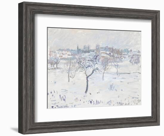 Snowy Landscape at Eragny with an Apple Tree, 1895-Camille Pissarro-Framed Giclee Print