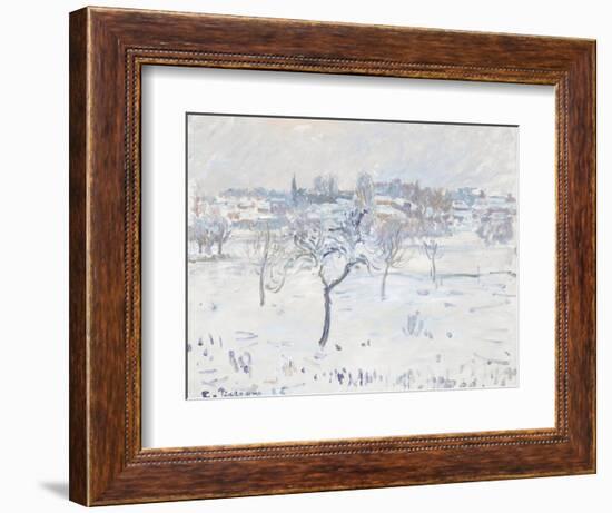 Snowy Landscape at Eragny with an Apple Tree, 1895-Camille Pissarro-Framed Giclee Print