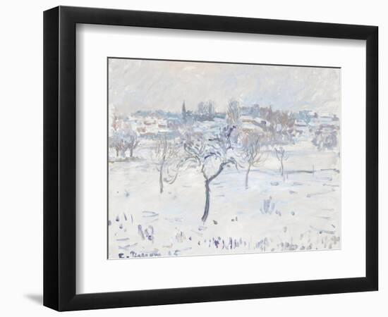 Snowy Landscape at Eragny with an Apple Tree, 1895-Camille Pissarro-Framed Giclee Print